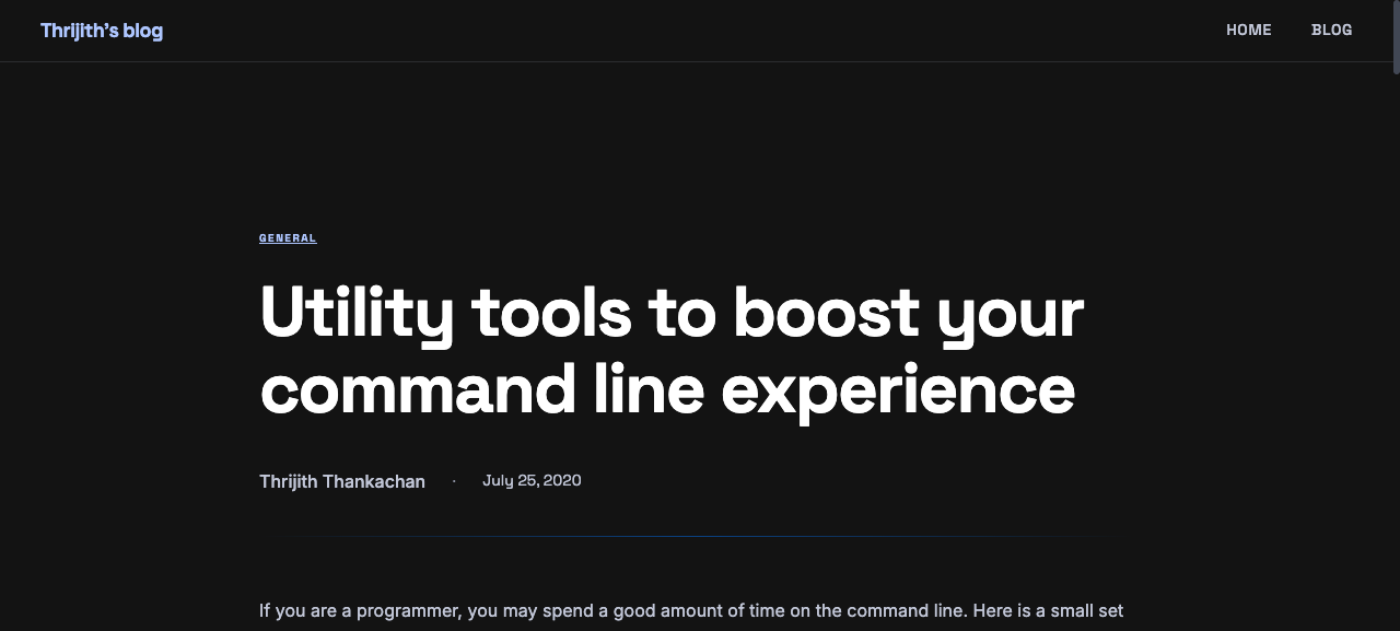 Single post page with article content and navigation